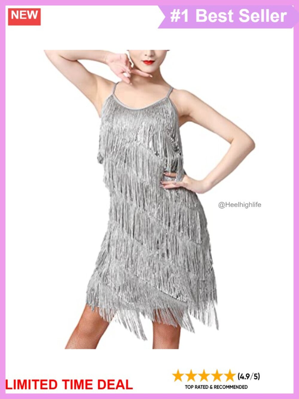 Sequin Tassel Fringe Flapper Dress 1920s Gatsby Latin Dance Cocktail Dress